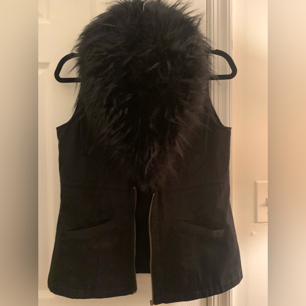 Black Fake Fur Vest